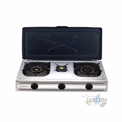 Cuisinière à gaz - Orbegozo - INOX - 3 brûleurs - Gaz butane ou propane - Utilisation extérieure