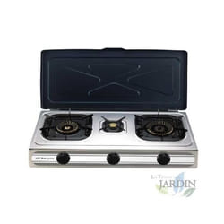 Cuisinière à gaz - Orbegozo - INOX - 3 brûleurs - Gaz butane ou propane - Utilisation extérieure