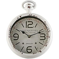 Versa Horloge Murale Antiques Blanc Acier Vintage 4,5 x 28 x 22 cm