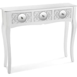 Meuble dEntrée Étroit pour lEntrée ou Couloir Indra - 80 x 25 x 95 cm - Console Console avec 3 tiroirs en Bois - Blanc - Versa