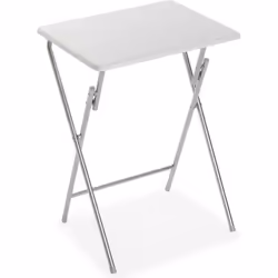 Versa Table Piable Blanc Métal Bois MDF (37,5 x 65,5 x 47,5 cm)