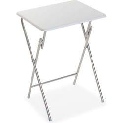 Versa Table Piable Blanc Métal Bois MDF (37,5 x 65,5 x 47,5 cm)