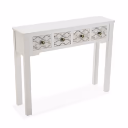 Meuble dEntrée Étroit pour lEntrée ou Couloir Safira - 79 x 25 x 97 cm - Console avec 4 tiroirs en Bois - Blanc et marron - V ...