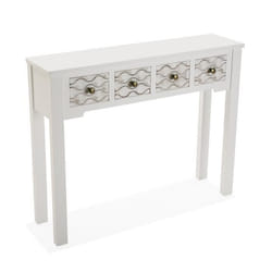 Meuble dEntrée Étroit pour lEntrée ou Couloir Safira - 79 x 25 x 97 cm - Console avec 4 tiroirs en Bois - Blanc et marron - Versa