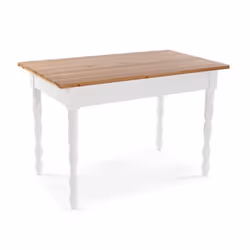 Table Cuisine ou Salle à manger - Versa - Klett - 80x70x120cm - Table à Manger en Bois - Marron et blanc