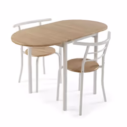 Versa Ensemble Table + 2 Chaises Blanc 55 x 77 x 61 cm Métal PVC Bois MDF
