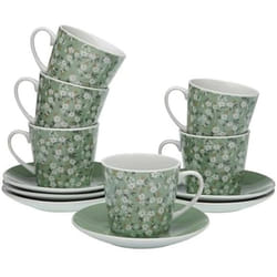 Versa Ensemble de tasses à café Fleurs 6 Unités Porcelaine