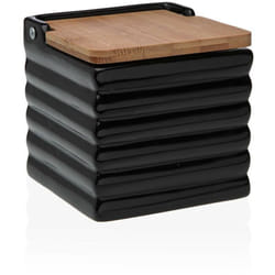 Versa Salière avec couvercle Céramique noire Bambou Dolomite 11 x 11 x 11 cm - Brand EAN : 8420327541499