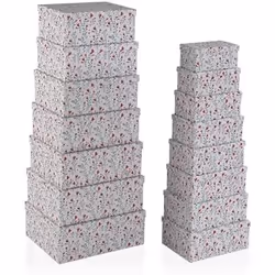 Versa Jeu de Caisses de Rangement Empilables Coeurs Carton 15 Pièces 35 x 16,5 x 43 cm