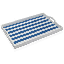 Plateau versa bleu en bois mdf 30 x 5 x 45 cm rayures