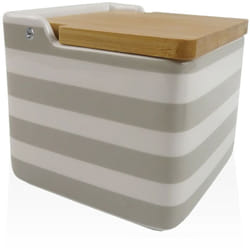 Salière avec couvercle versa céramique grise bambou dolomite rayée 12,2 x 11,5 x 12,2 cm