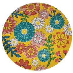 Assiette plate Versa Jaune Polyéthylène RPET Fleurs Ø 25 cm