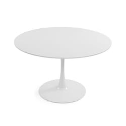 Table à manger - Versa - 73 x 120 x 120 cm - Bois MDF Métal - Blanc