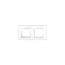 Schneider Electric - Plaque unica double blanche 2 postes 2X2 modules horizontale entraxe 71mm