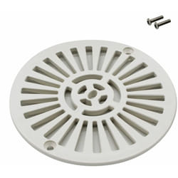 Grille bonde de fond ronde avec vis pour piscine liner - Diam 17,7 cm - Blanc Astral