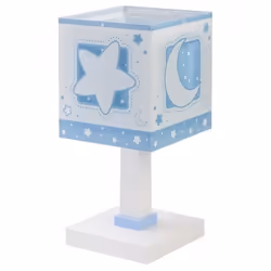 Dalber - Lampe de chevet enfant - Moonlight - Motif lune et étoiles L 15 cm H 30 cm Bleu
