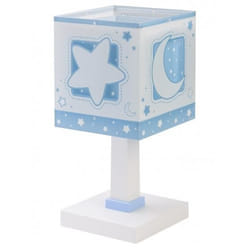 Dalber - Lampe de chevet enfant - Moonlight - Motif lune et étoiles L 15 cm H 30 cm Bleu