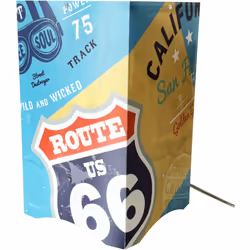 Petite Lampe de table Route 66 PVC Norme CE 40W maximum Dimensions : Largeur 13.5 cm x Profondeur 13.5 cm x Hauteur 23 cm Écl ...