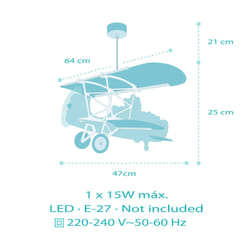 Dalber Lustre et lampe suspension enfant avion ours Petit Teddy enfants