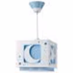 Dalber - Lampe à suspension enfant - Moonlight - Motif lune et étoiles L 24 cm H 30 cm Bleu