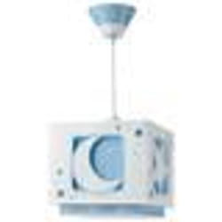 Dalber - Lampe à suspension enfant - Moonlight - Motif lune et étoiles L 24 cm H 30 cm Bleu