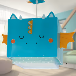 Suspension Lustre Plafonnier Enfant - Dalber - Dragon Bleu