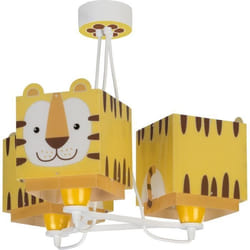 Dalber - Lampe à suspension enfant 3 lumières - Little Tiger - Motif tigre L 39 cm H 205 cm Jaune