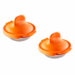 Lékué 3402900N07U009 Lot de 2 Ustensiles pour Cuisson d'œuf poché Acier Inoxydable/Silicone Orange 9,3 x 11 x 7,5 cm