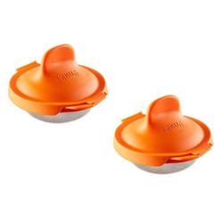 Lékué 3402900N07U009 Lot de 2 Ustensiles pour Cuisson d'œuf poché Acier Inoxydable/Silicone Orange 9,3 x 11 x 7,5 cm