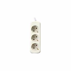 Socle électrique 3 Sorties Longueur : 1,5m Protection de l'enfance Câble 3x1,5 mm2 Maximum 3500W Câble HØ5VVV-F Couleur blanc ...