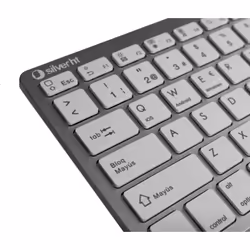 SilverHT 111938640199 clavier Bluetooth Espagnole Argent, Blanc