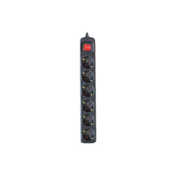 Silver Electronics - Electrical Strip 6 Prises avec interrupteur et câble 1,5m Couleur Noir
