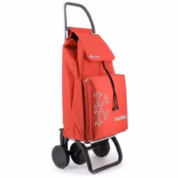 Chariot sac thermos rouge LN 4. -Base inférieure pliable. -Support avant. -Grande capacité. -2 roues pour transporter derrièr ...
