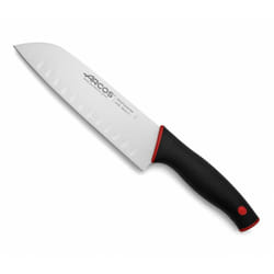 Arcos Séries Duo - Couteau Santoku - Lame Acier Inoxydable Nitrum 180 mm - Manche Polypropylène Recouvert d'Élastomère Couleur Nero et Rouge