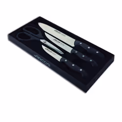 ARCOS Ensemble de Couteaux de Cuisine 4 Pièces – 3 Couteaux de Chef et 1 Paire de Ciseaux en Polyoxyméthylène, Idéal pour Cou ...