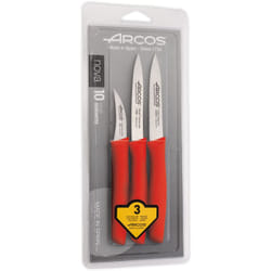 Arcos - Set de couteaux Mondadores Nova 189622 en acier inoxydable Nitrum et mango rouge Polypropylène 3 pièces sous blister.