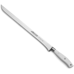 Couteau à jambon Arcos Riviera Blanc 231124 de Nitrum Steel, avec Mango de Polyoxyméthylène et lame de 30 cm dans un étui.