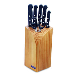 ARCOS Ensemble de Couteaux 6 Pièces en Acier Inoxydable Nitrum – Bloc en Bois de Pin, Poignée Ergonomique en Polyoxyméthylène POM pour un Meilleur Con