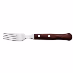 Arcos Couteaux de Table - Fourchette à Steak - Acier Inoxydable 18/10 et 225 mm - Manche Bois Comprimé Couleur Brun