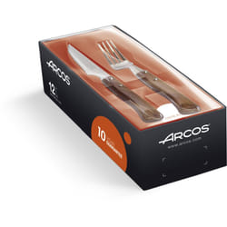 Arcos - Ensemble de couteaux et fourchettes 377700 monobloc d'une pièce d'acier inoxydable, lame de 11 cm et mango bois comprimé dans un coffret