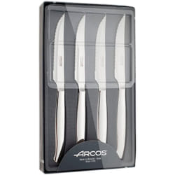 Arcos Jeu de Couteaux à Viande 4 Pièces - Couteaux de Poche avec Bord Perlé pour Couper et Fileter la Viande - Lame et Manche en Acier Inoxydable Mono