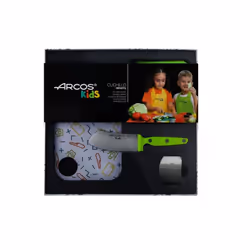 Arcos Kids - Set de cuisine pour enfants (couteau pour enfants + Tablier + planche à découper + protège-doigts) - Couleur Ver ...