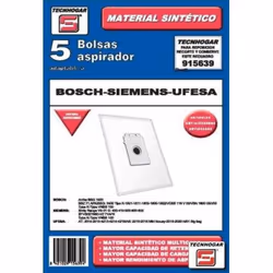 TECNHOGAR 915639, Aspirateur sans sac, Sac à poussière, Blanc, Bosch, Siemens, Ufesa, 5 pièce(s)