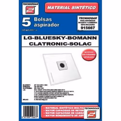 TECNHOGAR 915667, Aspirateur sans sac, Sac à poussière, Blanc, LG, Solac, 5 pièce(s)