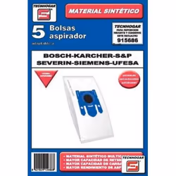 TECNHOGAR 915686, Aspirateur sans sac, Sac à poussière, Blanc, Bosch, Siemens, Ufesa, 5 pièce(s)