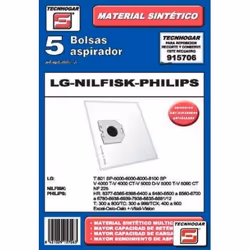 TECNHOGAR 915706, Aspirateur sans sac, Sac à poussière, Blanc, LG, Nilfisk, Philips, 5 pièce(s)