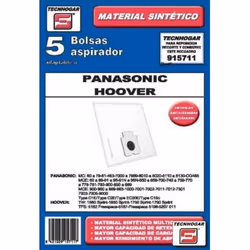 TECNHOGAR 915711, Aspirateur sans sac, Sac à poussière, Blanc, Panasonic, Hoover, 5 pièce(s)