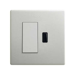 Simon - 270 Kit monobloc interrupteur bouton poussoir + chargeur aluminium usb a 2.1A SmartCharge 27191610-093