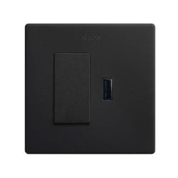 Simon - 270 Kit monobloc interrupteur bouton poussoir + chargeur usb a 2.1A SmartCharge noir mat 27191610-098