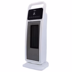 JATA JCTC2102, Chauffage de ventilateur électrique, Vitrocéramique, 8 h, Intérieure, Sol, Noir, Blanc